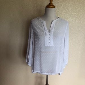 Jones Signature White Sheer 3/4 Sleeve Top Size S